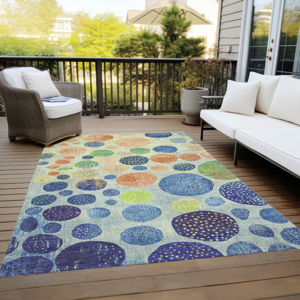 Machine Washable Indoor/Outdoor Chantille ACN1899 Navy 8' x 10' Rug