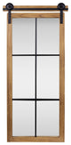 Farmhouse Style Brown Wooden Window Pane Wall Mirror