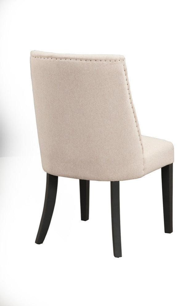 Live Edge Set of 2 Upholstered Parson Chairs, Cream/Black