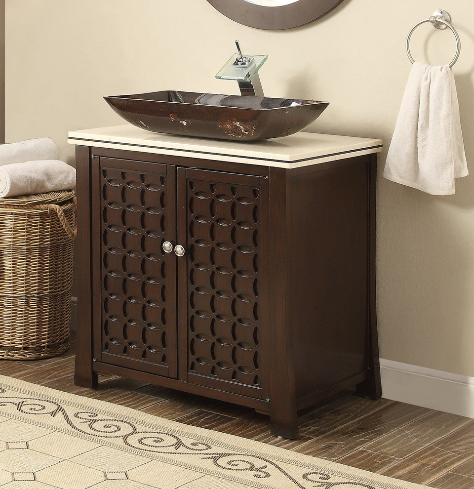30" Vessel Sink Giovanni Bathroom Vanity and Mirror