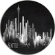 Seattle Dark Silhouette, Cityscape Painting Round Wall Art, 11"