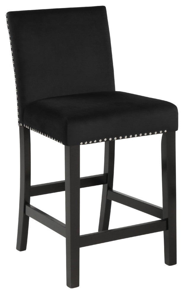 Kate 42 Inch 5 Piece Counter Table Set with Velvet Seating, Black