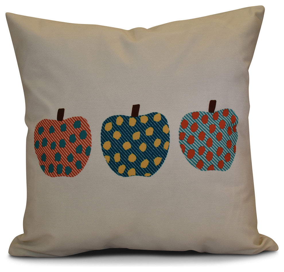 3 Little Pumpkins Geometric Print Pillow, Teal, 18"x18"