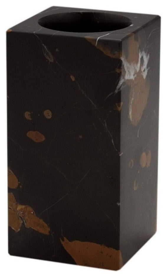 Myrtus Collection Black and Gold Marble Tumbler, Black and Brown