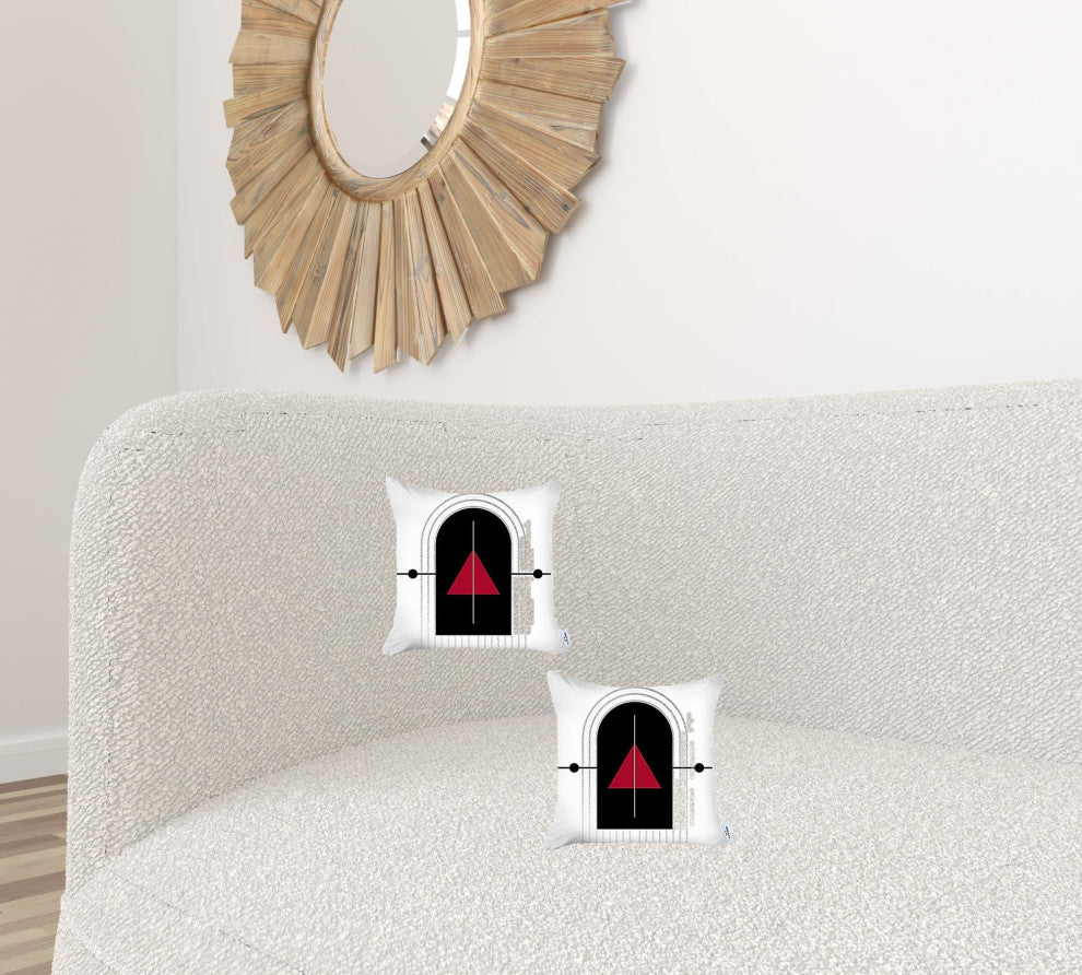 Set of 2 Red Geometric Printed Pillow Covers