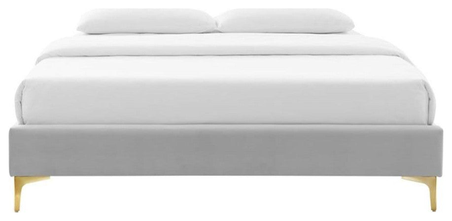 Sutton Twin Performance Velvet Bed Frame-Light Gray