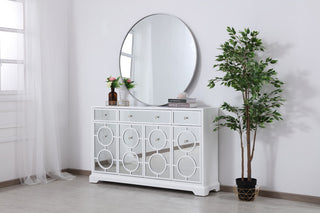 60" Mirrored Credenza, White
