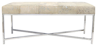 Pasargad Home Safari Cowhide Upholstered Bench With X Base Legs