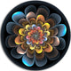 Fractal Flower Macro Close-Up, Floral Digital Disc Metal Artwork, 11"