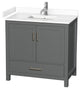36" Single Bathroom Vanity, Dark Gray, White Cultured Marble Countertop, Sink