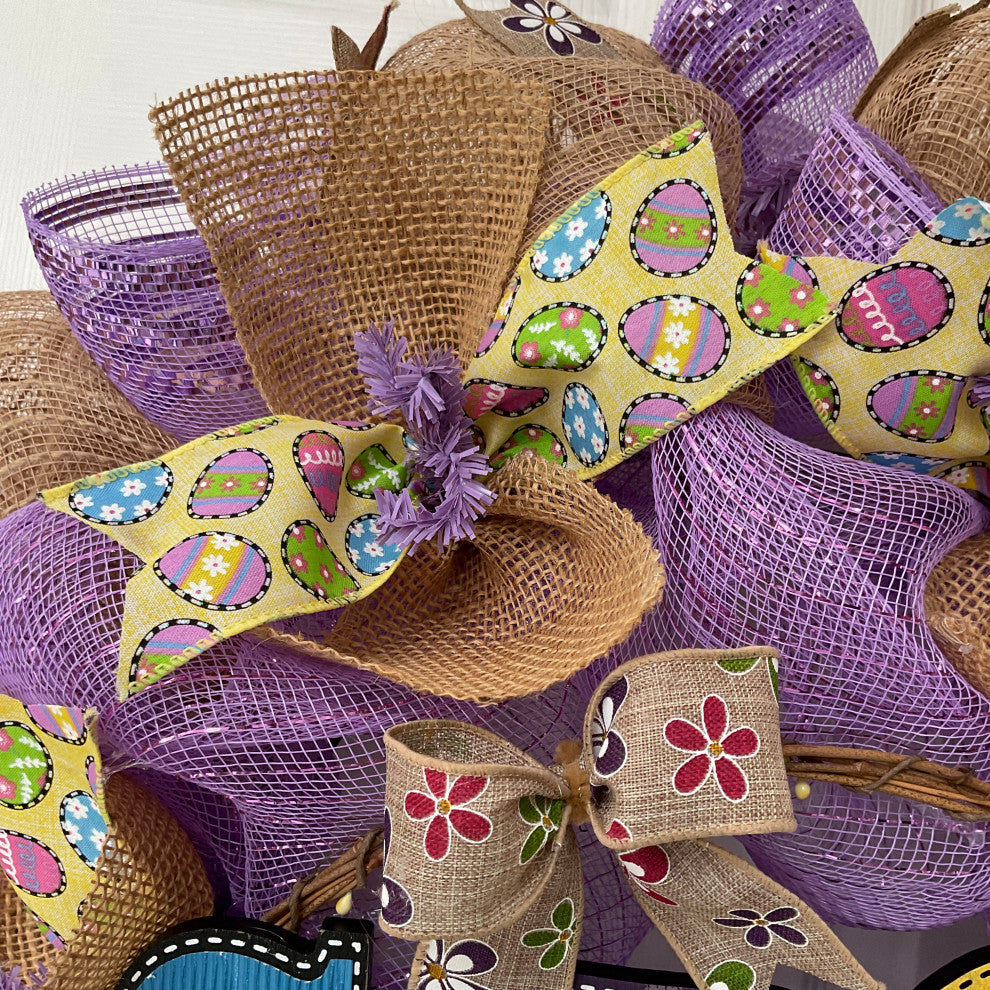 Burlap Spring Chick Handmade Deco Mesh Wreath