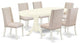 7-Piece Set, 6 Chairs and Table Solid Wood -Linen White