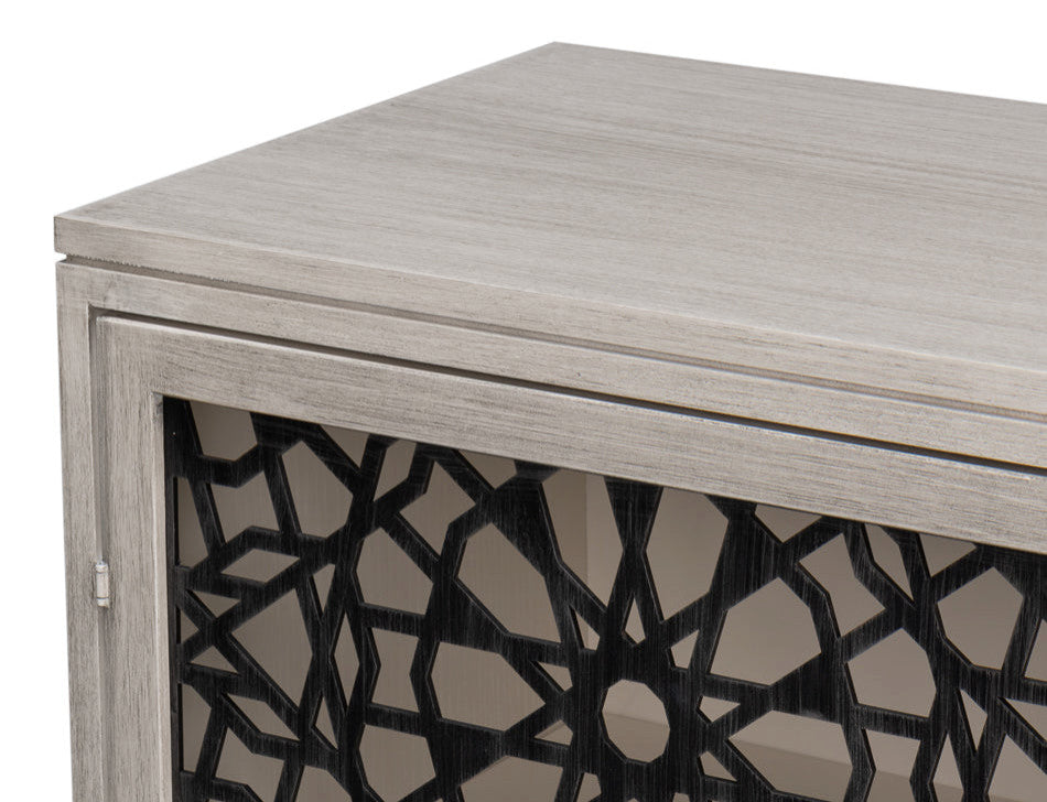 Close-up of side panel detail on white background.