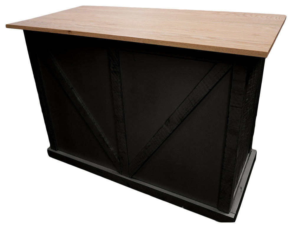 Farmhouse / Barn Style Kitchen Island, Antique Black