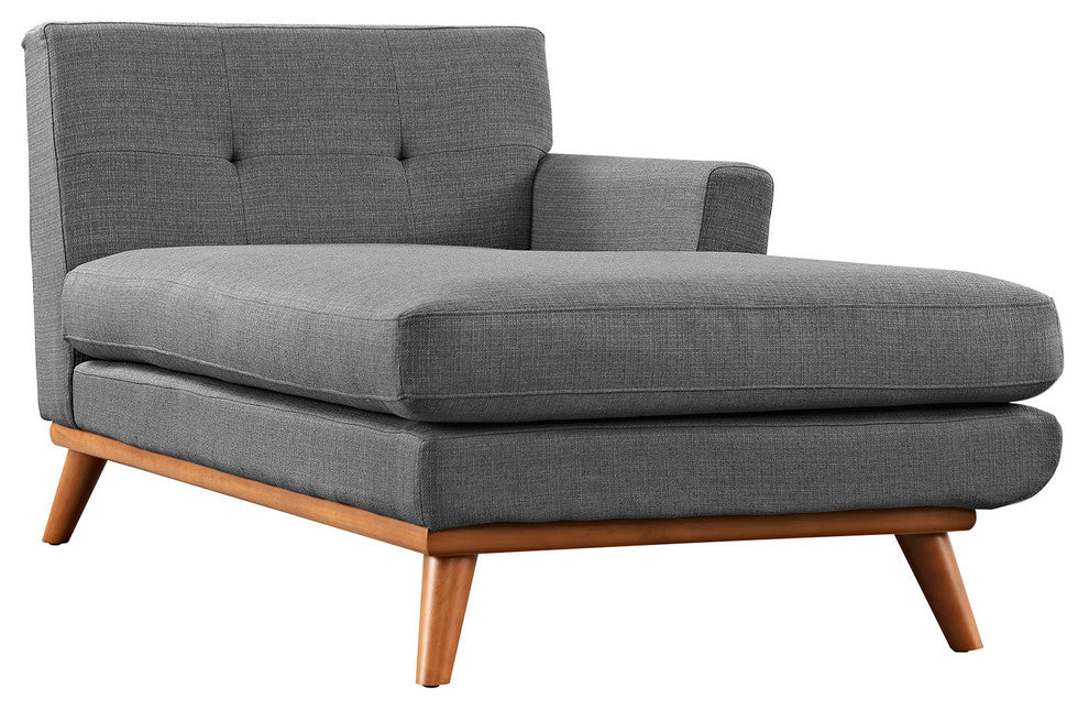 Modern Contemporary Right-Arm Chaise , Gray, Fabric