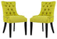 Modern Contemporary Urban Kitchen Dining Side Chair, Set of 2, Green, Fabric