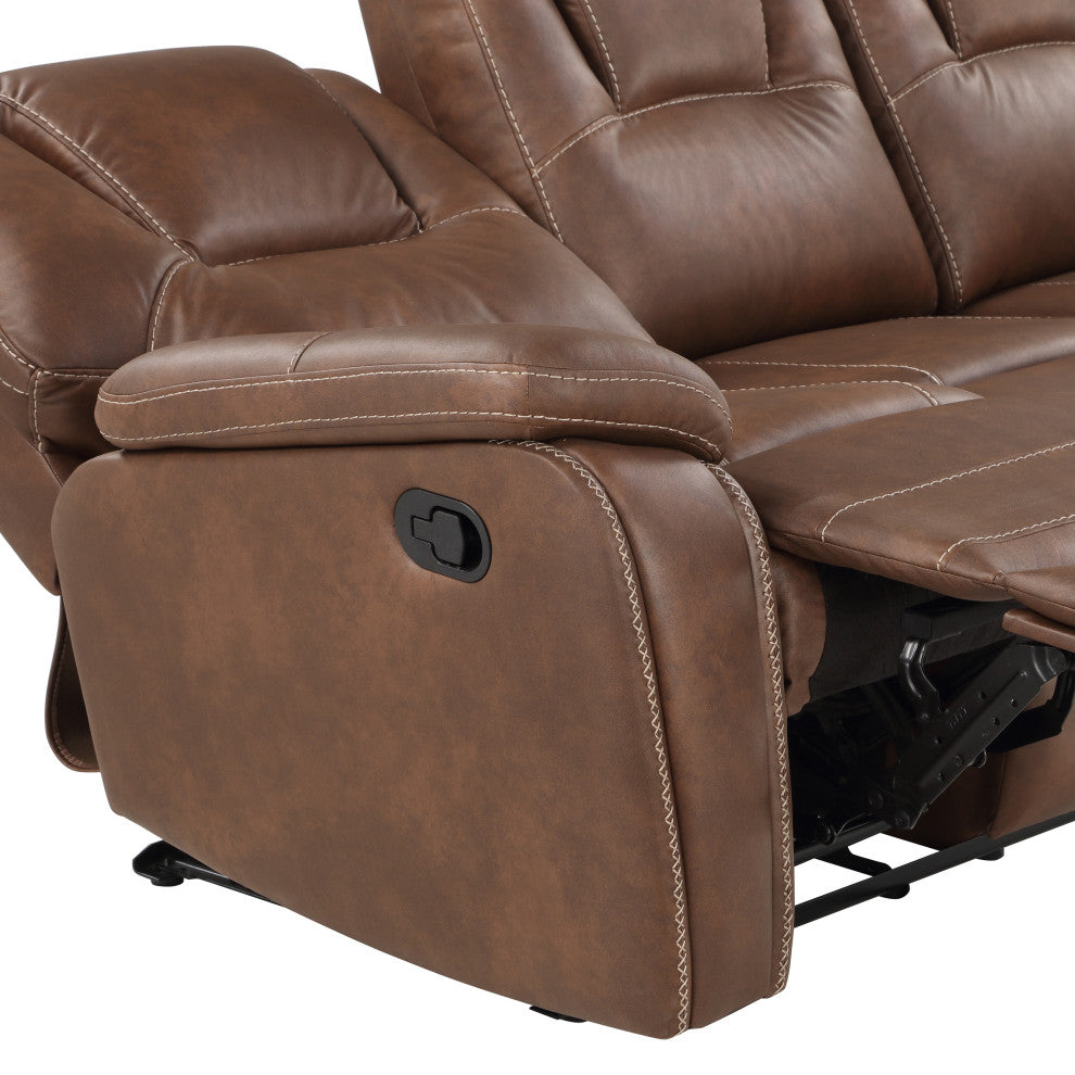 Katrine Manual Reclining Sofa, Brown