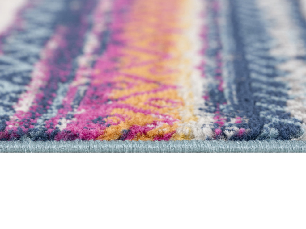 7"x10" Multicolor Irregular Striped Area Rug