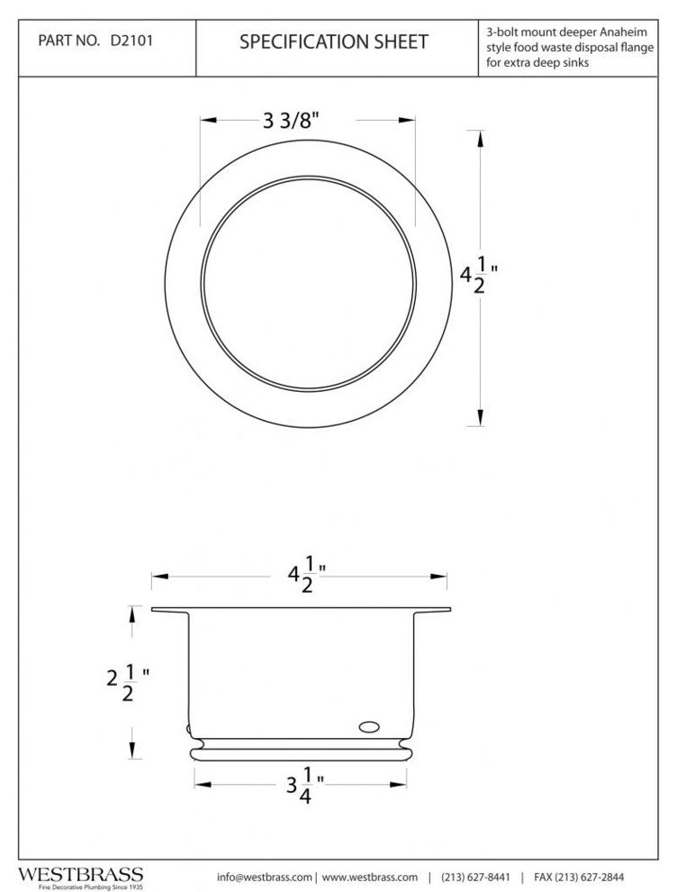 3-Bolt Mount Style Extra-Deep Disposal Flange In Satin Nickel