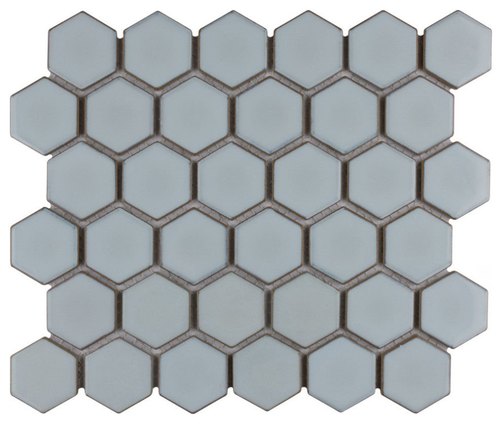 Hudson Due 2" Hex Silk White Porcelain Floor and Wall Tile