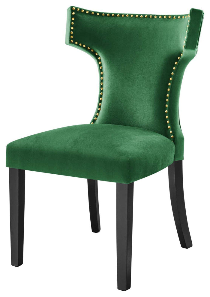 Dining Chair, Nailhead, Set of 2, Green, Velvet, Modern, Bistro Hospitality