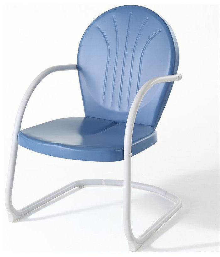 Crosley Furniture Griffith Retro Metal Patio Chair in Sky Blue