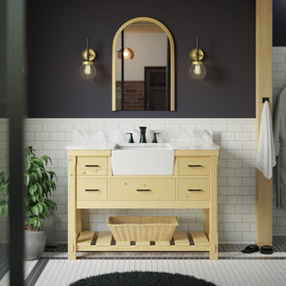 Charlotte 48" Bathroom Vanity, Drift Wood, Carrara Marble