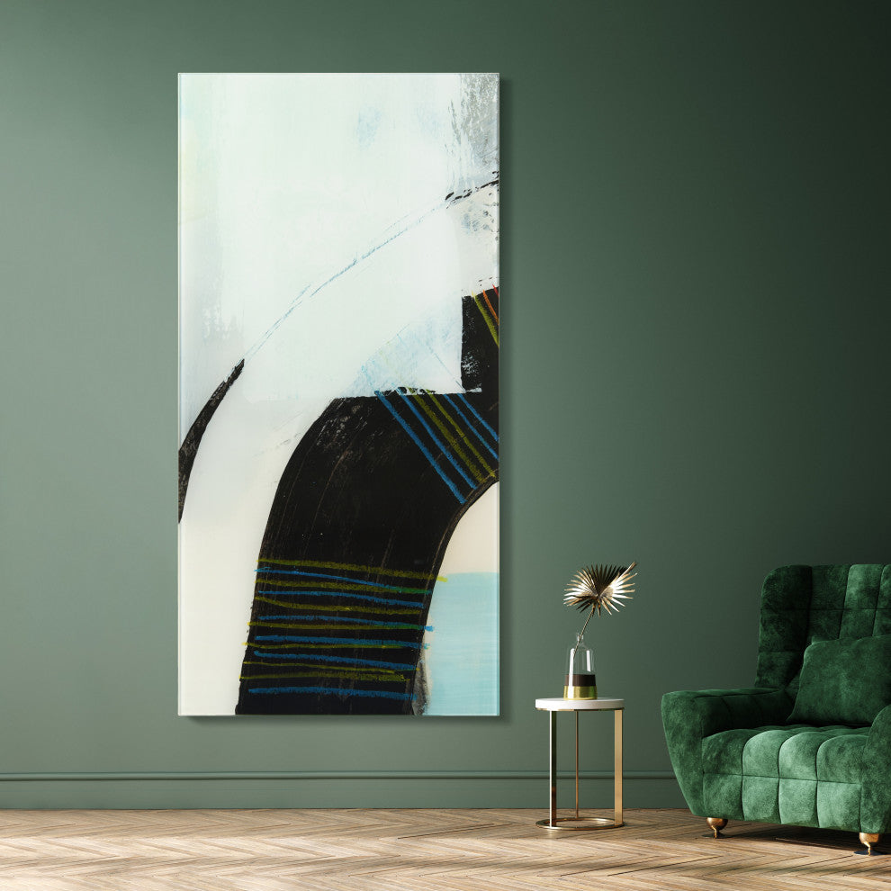 "Kabuki" Frameless Free Floatingtempered Glass Wall Art, A