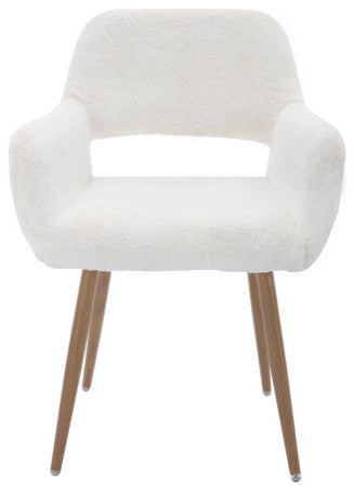 Dining Chairs With Faux Fur, Mid Century Side Chairs With Solid Steel Leg