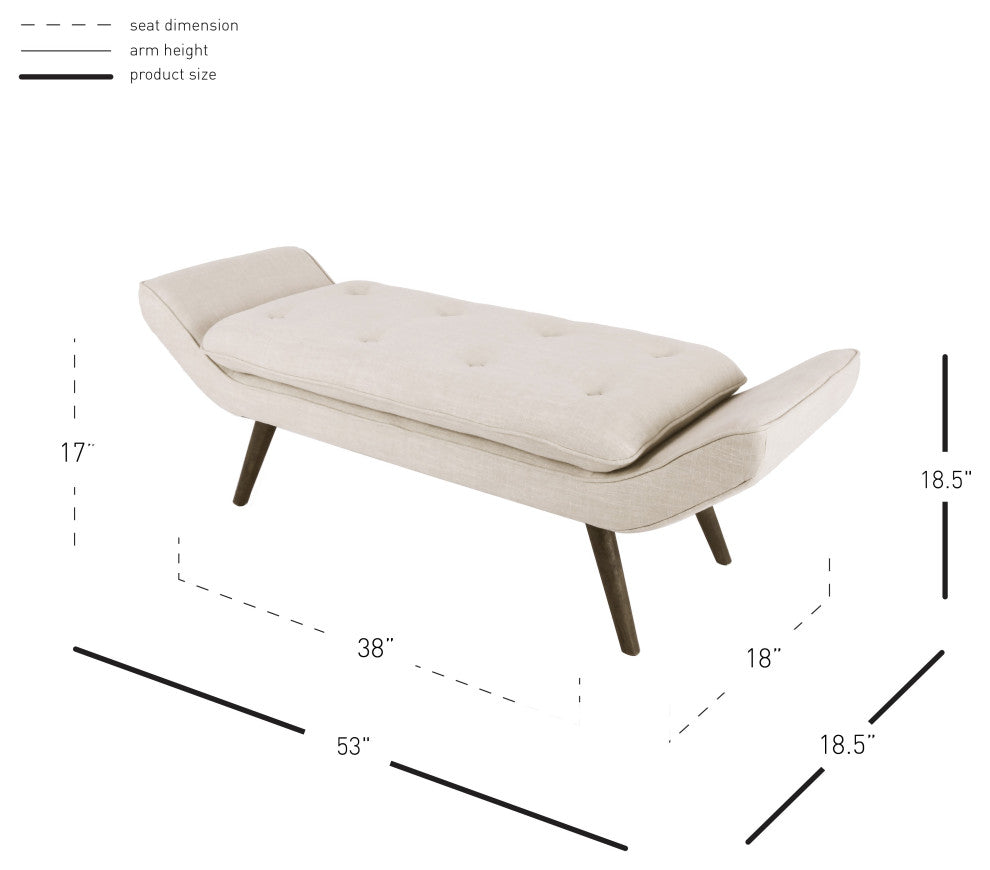 Newcastle Fabric Tufted Bench, Flax