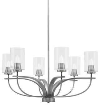 Cavella 6-Light Chandelier, Graphite, 4" Clear Bubble Glass