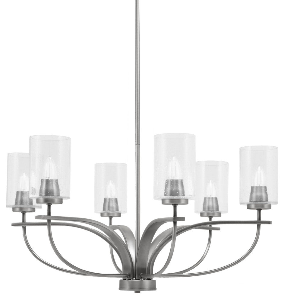 Cavella 6-Light Chandelier, Graphite, 4" Clear Bubble Glass