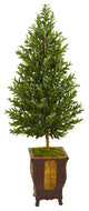 Nearly Natural 69" Olive Cone Topiary Artificial Tree in Decorative Planter