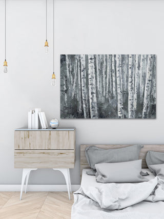 "Dusky Tree Trunk Forest" Painting Print on Wrapped Canvas, 36"x24"