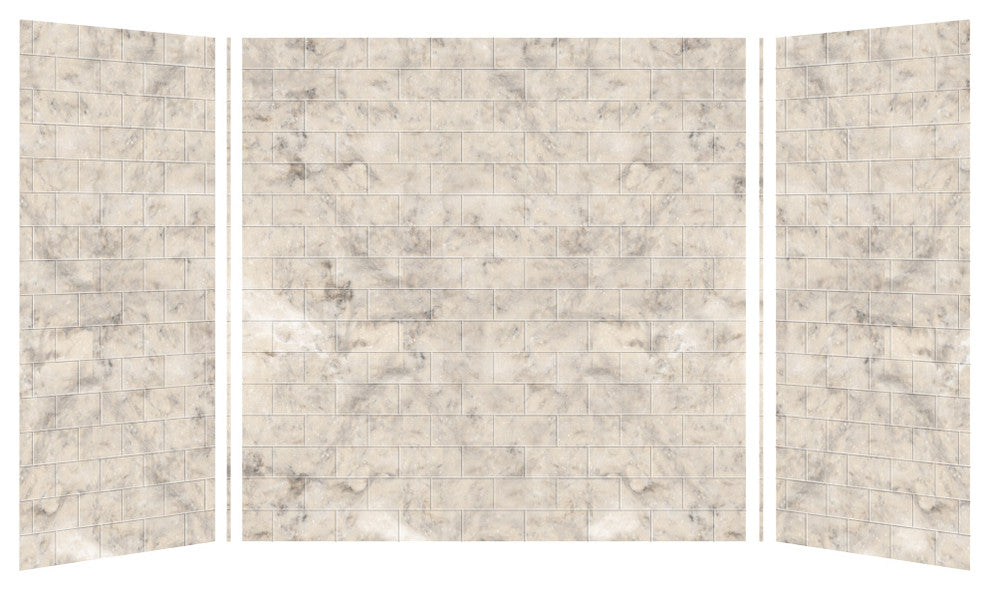 Transolid SaraMar 36"x60"x60" Glue to Wall 3-Piece Tub Wall Kit, Sand Creme