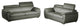 Nestore Premium Genuine Leather Match 2-Piece Sofa Set Gray