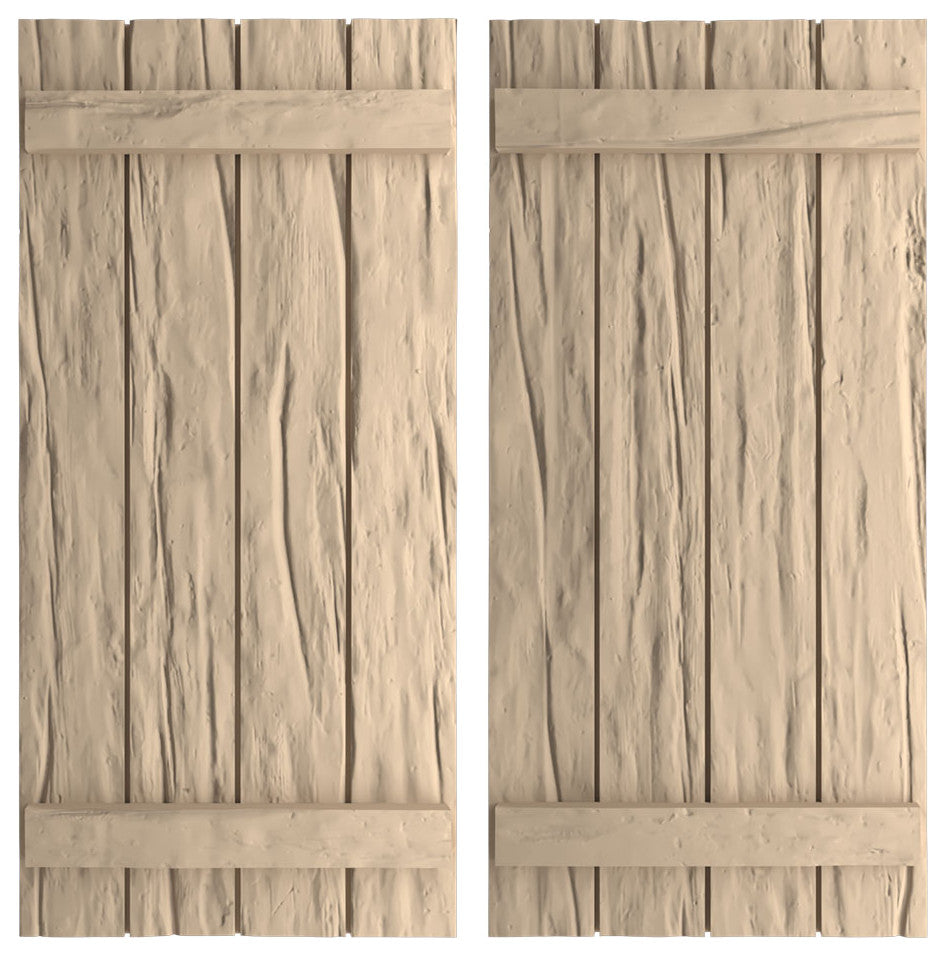 Rustic 4 Board Joined B-N-B Faux Wood Shutters, Riverwood, 22x32"