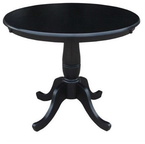 Round 36-inch Solid Wood Kitchen Dining Table, Black