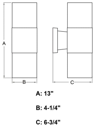 Vaxcel Lighting T0747 Chiasso 13" Tall LED Outdoor Wall Sconce - Textured Black