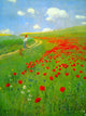 Tile Mural, Field of Poppies By Merse Ceramic, Glossy