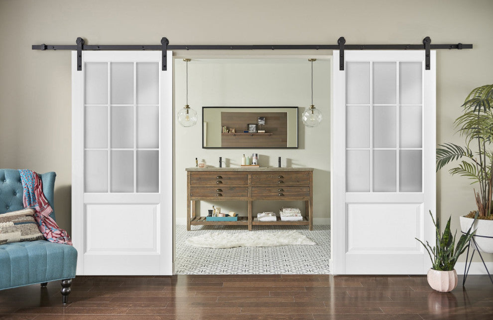 Slab Barn Door Panel Glass 32 x 84 | Felicia 3309 Matte White | Modern