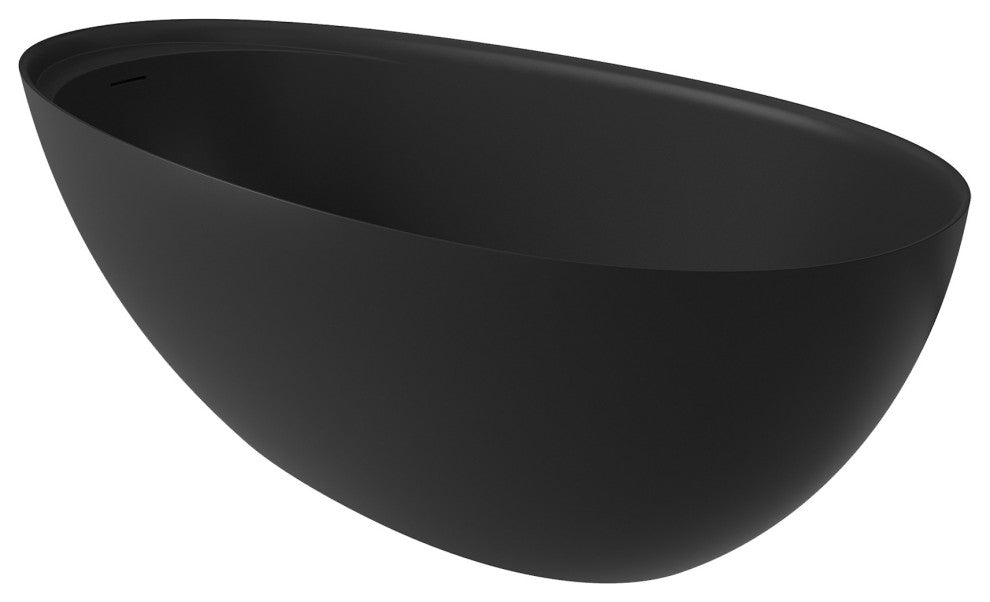 67in Solid Surface Freestanding Bathtub in Matte White, Matte Black