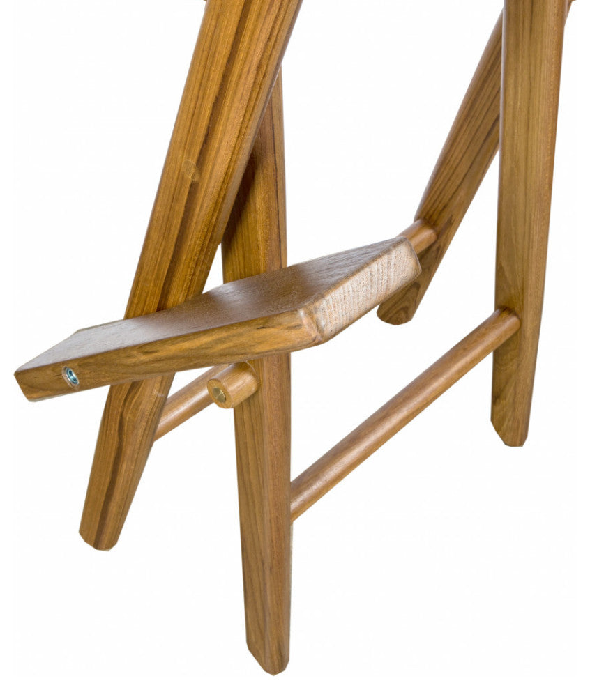 23" Ivory and Brown Solid Wood Indoor Outdoor Director Chair