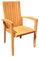 7-Piece Outdoor Teak Dining Set: 52" Round Table, 6 Goa Stacking Arm Chairs