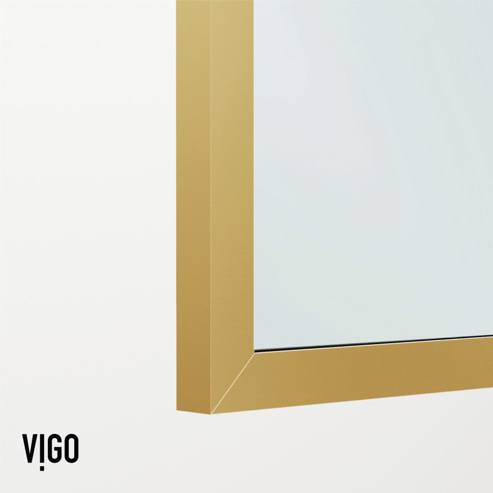 VIGO Meridian Framed Fixed, Matte Brushed Gold, Tub Screen, 34" W X 62" H, Clear Glass
