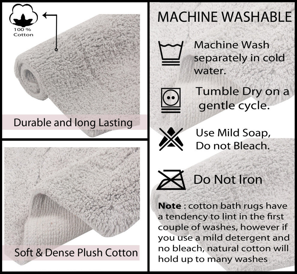 Waterford Absorbent Cotton and Machine washable Slice Rug, Light Gray