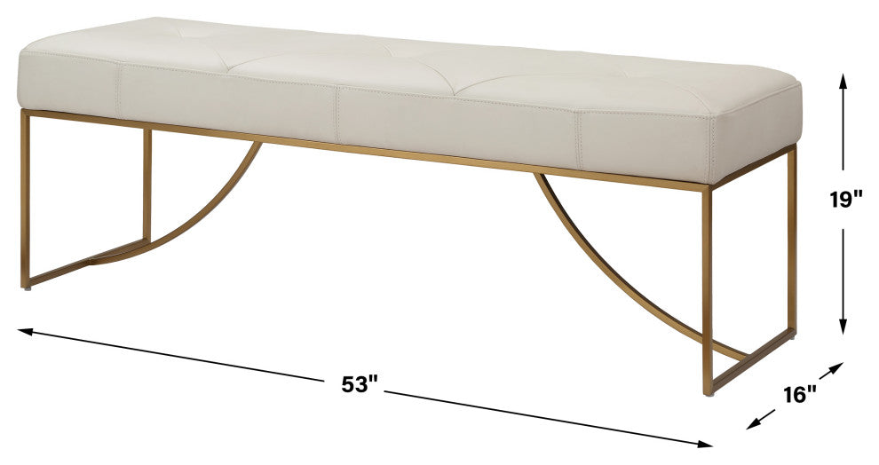 Uttermost Swale Ivory Leather Bench