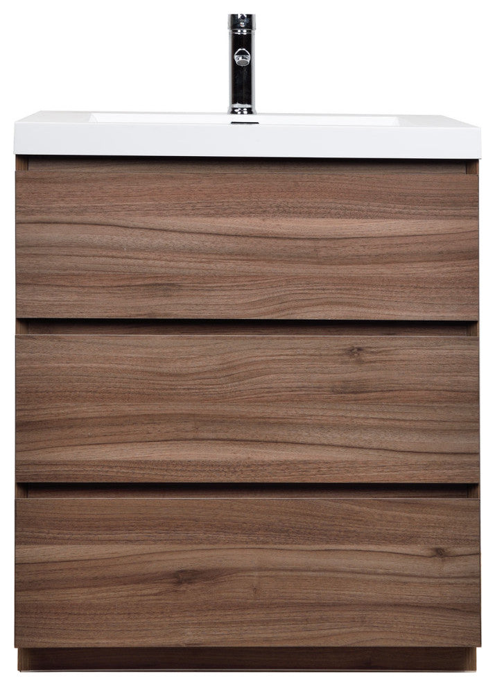 Edison 30" Single Bathroom Vanity Set, Walnut