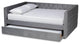 Bowery Hill Grey Velvet Upholstered Queen Size Daybed with Trundle