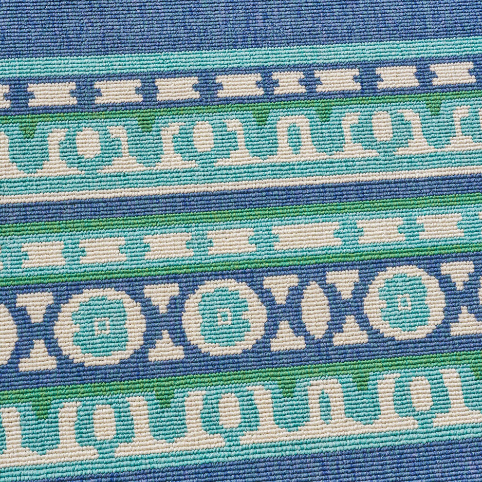 GDF Studio Sean Indoor Border Area Rug, Navy and Green, 8'x11'